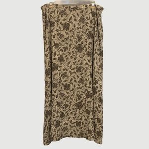 Jones of New York 100% Silk Maxi Brown & Tan Floral Skirt Size 16